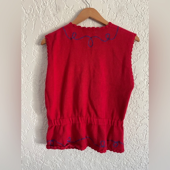 Kissing Birds RARE 90s Embroidered Cotton Vest - M - Picture 5 of 6